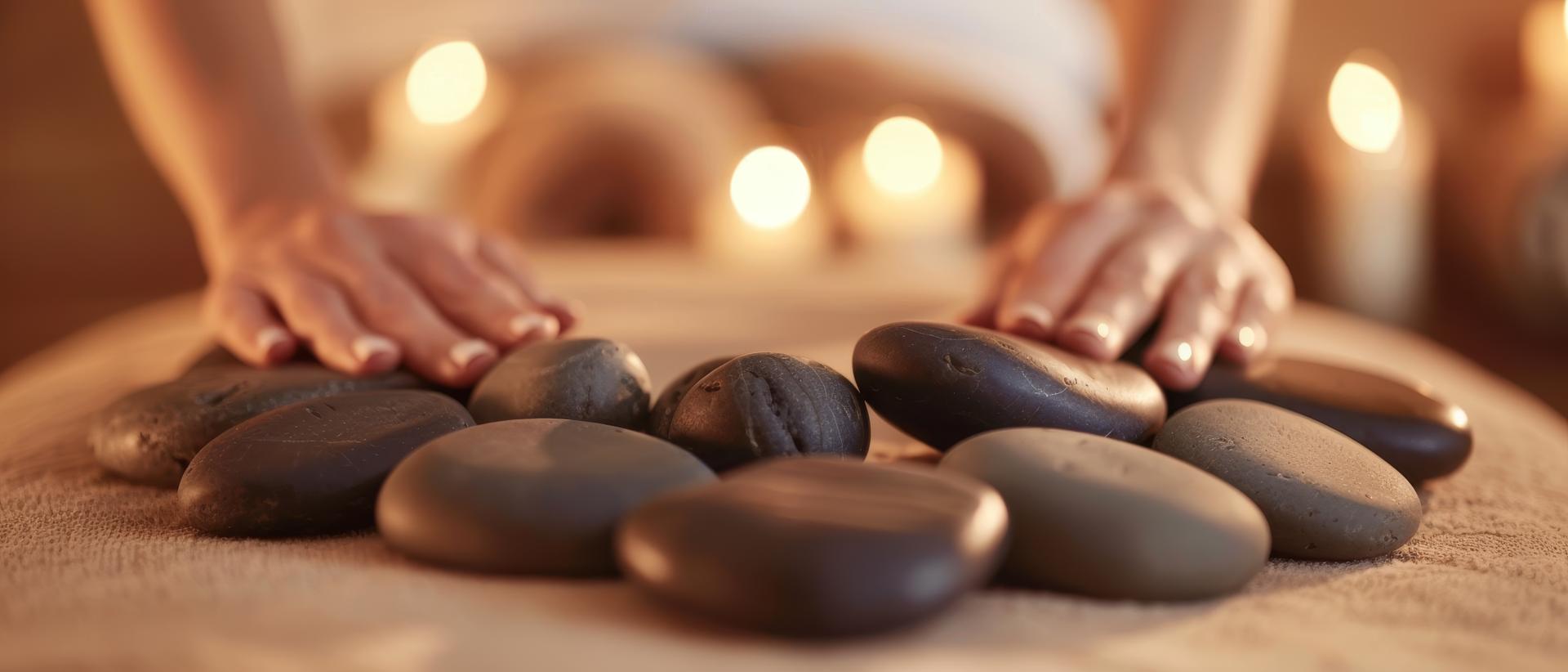 Warm hot stone spa ritual image for GlowTouch promotions and giftable treatments